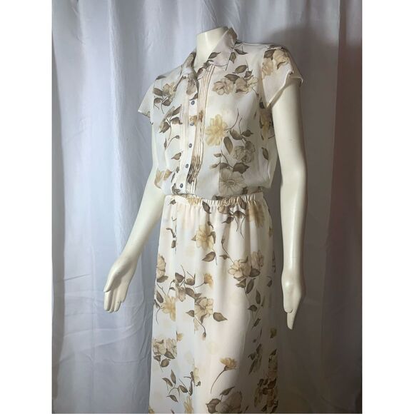 Vintage Chiffon Floral Skirt Set Medium - Picture 7 of 14